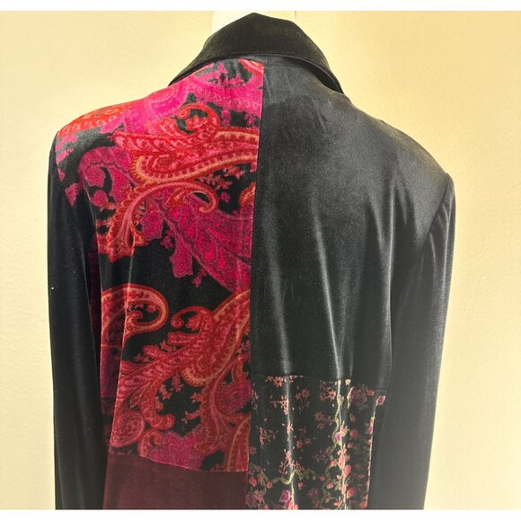 Vtg Inspired Black & Burgundy Velvet Patchwork Long Sleeve Maxi Dress Whimsigoth - Picture 5 of 16